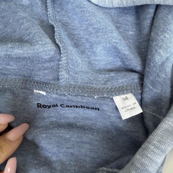 Royal Caribbean Hoodie Shirt Mens Medium Blue Heather Long Sleeve Cruise Graphic - Picture 4 of 8